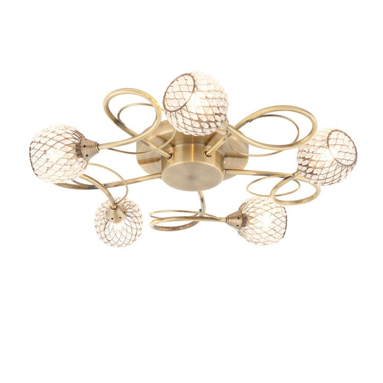 Gallery Interiors Aherne 5 Ceiling Light Antique Brass