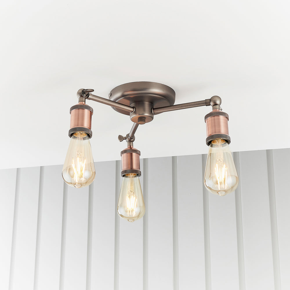 Product photograph of Gallery Interiors Hal 3 Ceiling Light In Bronze from Olivia's.