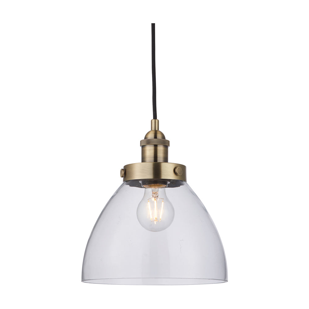 Product photograph of Gallery Interiors Hansen Pendant Light In Antique Brass from Olivia's