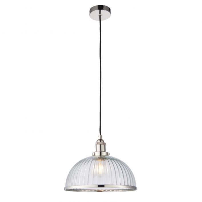 Product photograph of Gallery Interiors Hansen Glass Pendant Light Bright Nickel from Olivia's