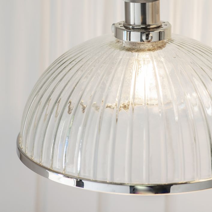 Product photograph of Gallery Interiors Hansen Glass Pendant Light Bright Nickel from Olivia's.