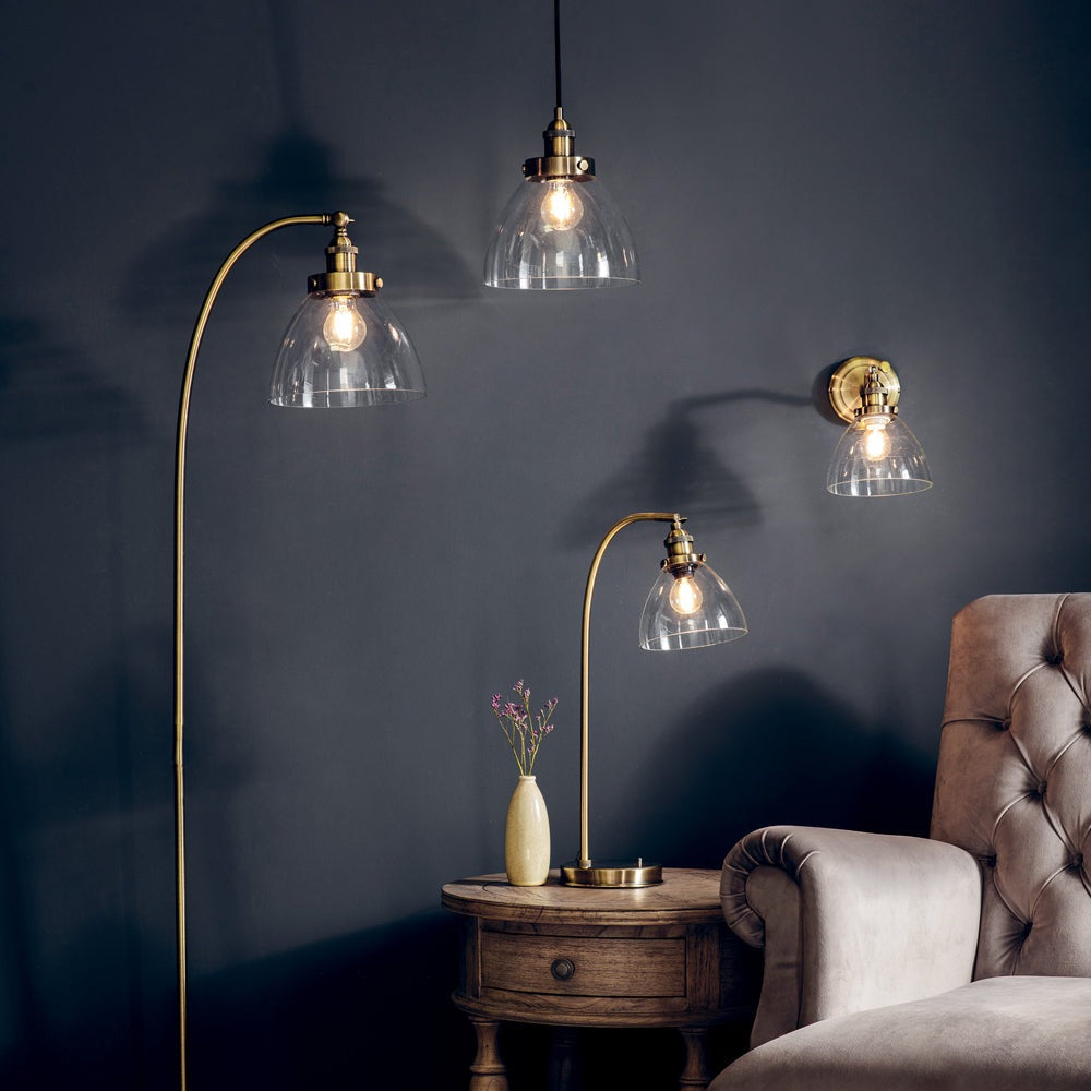 Product photograph of Gallery Interiors Hansen Table Lamp In Antique Brass from Olivia's.