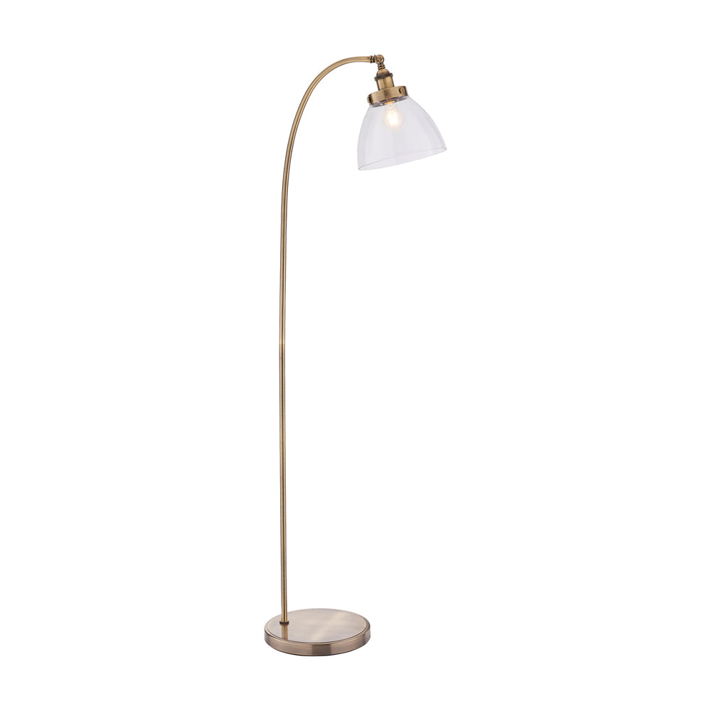 Product photograph of Gallery Interiors Hansen Floor Lamp In Antique Brass from Olivia's