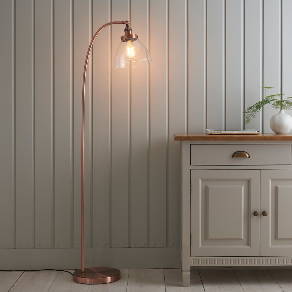 Product photograph of Gallery Interiors Hansen Floor Lamp In Aged Copper from Olivia's.