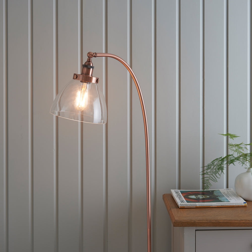 Product photograph of Gallery Interiors Hansen Floor Lamp In Aged Copper from Olivia's.