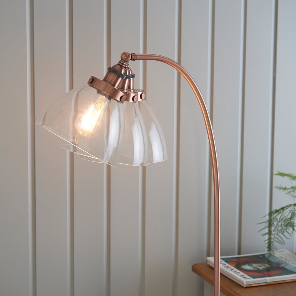 Product photograph of Gallery Interiors Hansen Floor Lamp In Aged Copper from Olivia's.