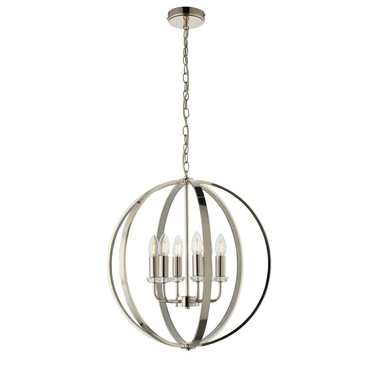 Product photograph of Gallery Interiors Ritz Pendant Light Silver 6 from Olivia's.