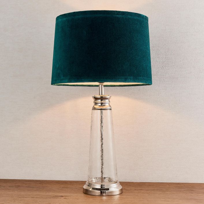 Product photograph of Olivia S Cameron Table Lamp Velvet Glass Teal from Olivia's.