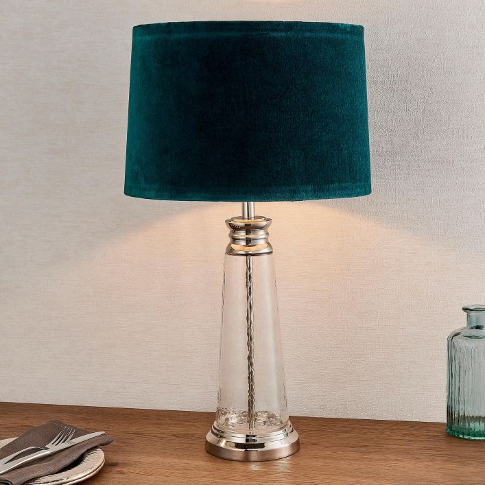 Product photograph of Olivia S Cameron Table Lamp Velvet Glass Teal from Olivia's.