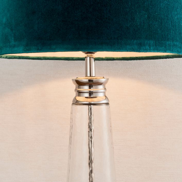 Product photograph of Olivia S Cameron Table Lamp Velvet Glass Teal from Olivia's.