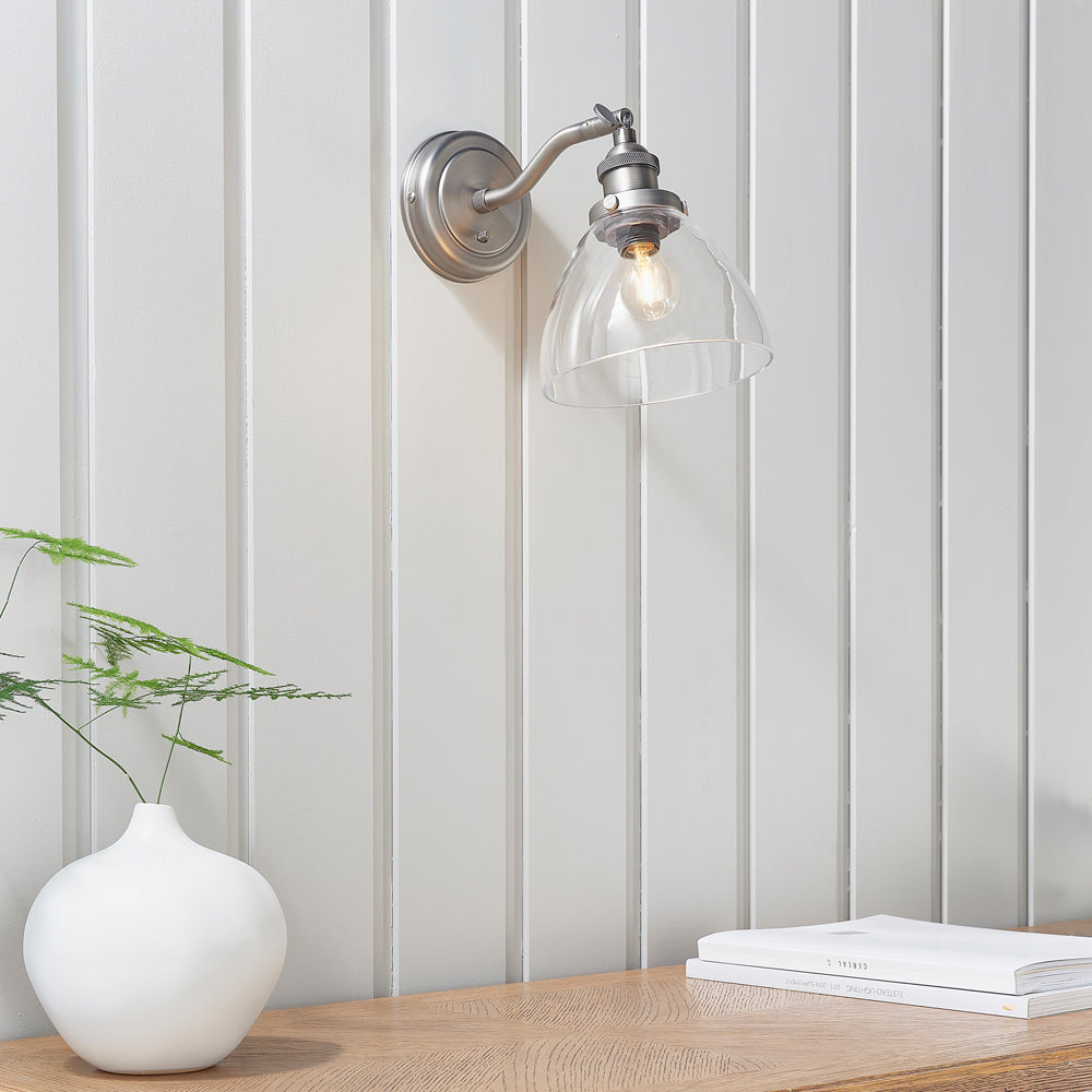 Product photograph of Gallery Interiors Hansen 1 Wall In Light In Brushed Silver from Olivia's.