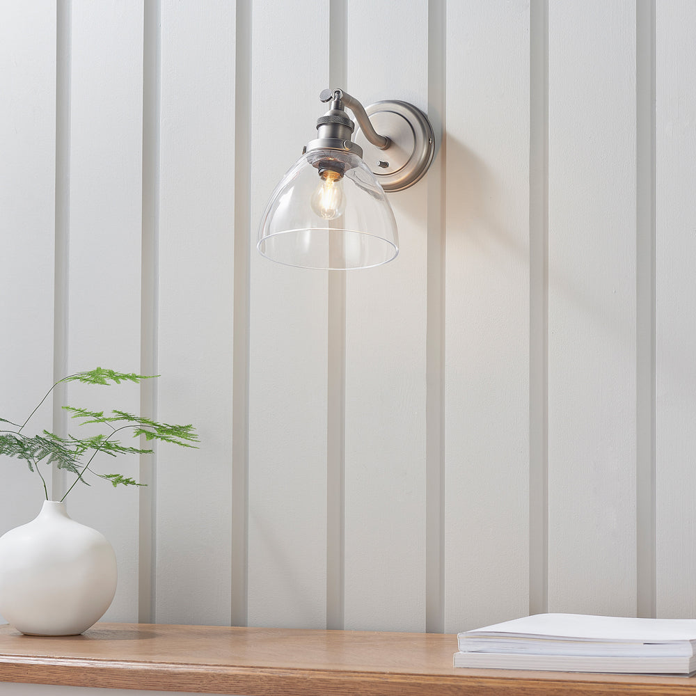 Product photograph of Gallery Interiors Hansen 1 Wall In Light In Brushed Silver from Olivia's.