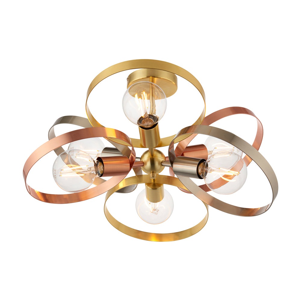 Product photograph of Gallery Interiors Hoop 6 Ceiling Light In Brushed Brass from Olivia's