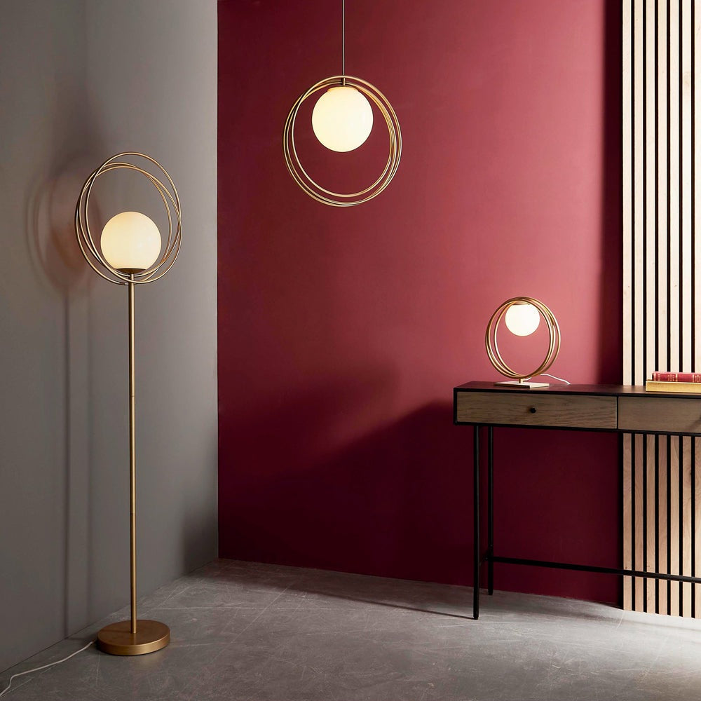 Product photograph of Olivia S Noelle Floor Lamp In Gold from Olivia's.