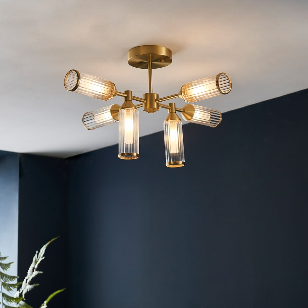 Product photograph of Olivia S Parker Ceiling Light In Gold from Olivia's.