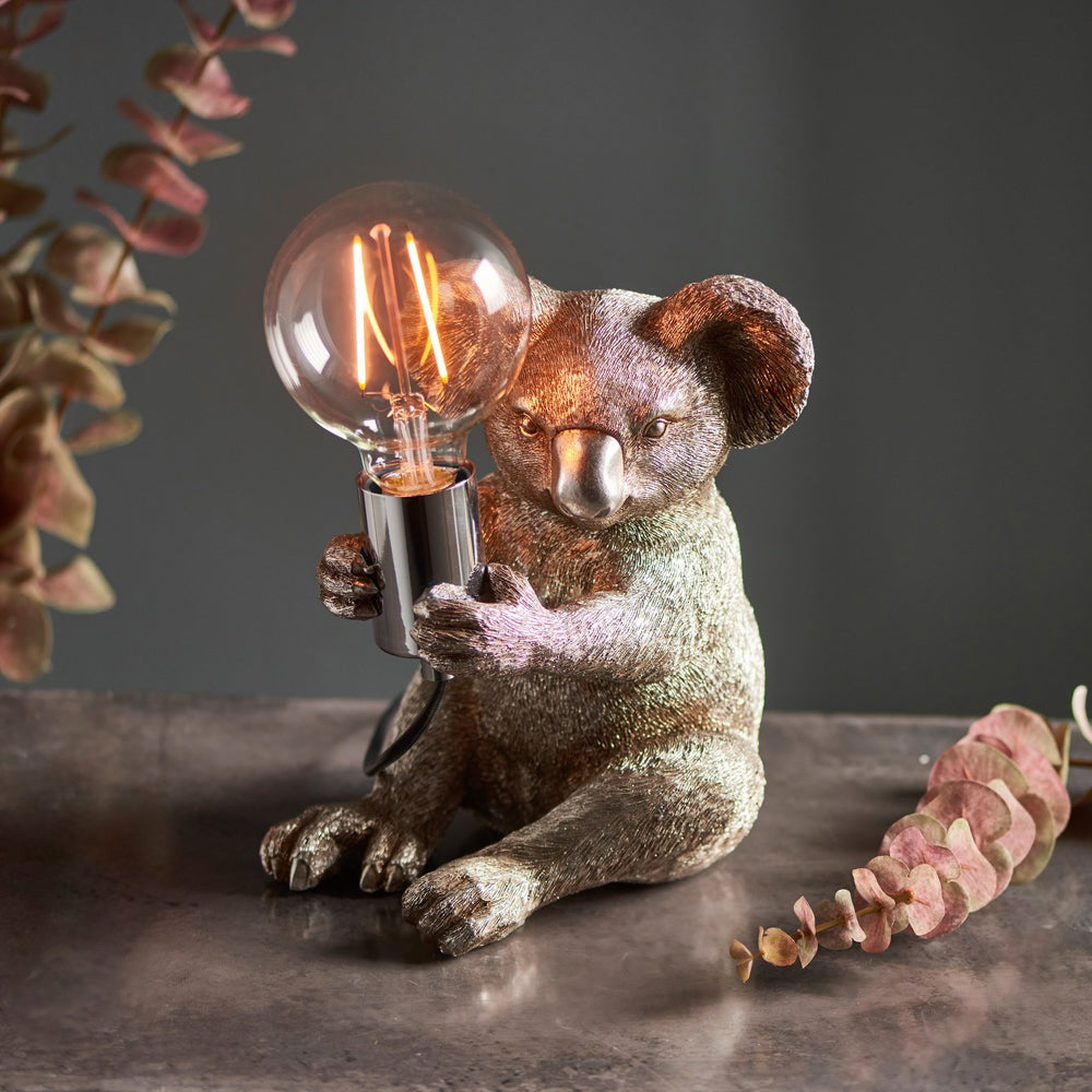 Product photograph of Olivia S Henley Koala Table Lamp In Silver from Olivia's