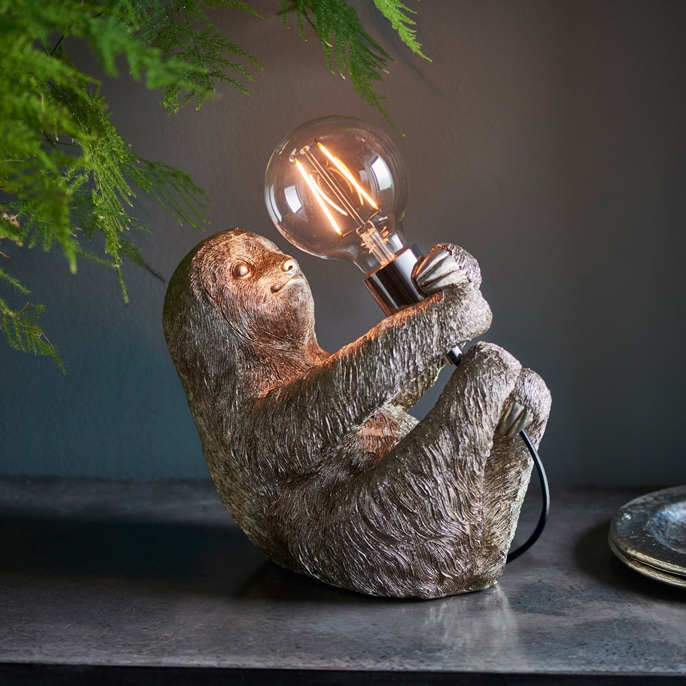 Product photograph of Olivia S Henley Sloth Table Lamp In Silver from Olivia's.