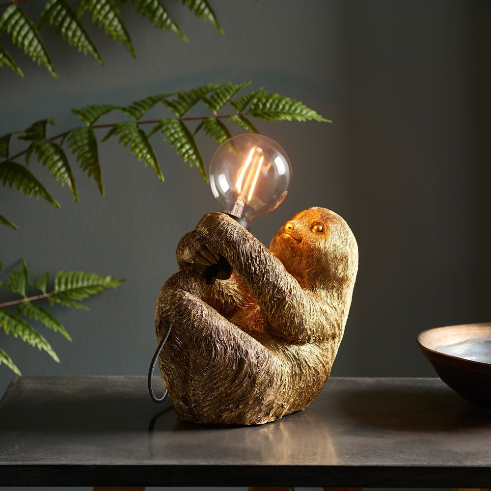 Product photograph of Olivia S Henley Sloth Table Lamp In Gold from Olivia's