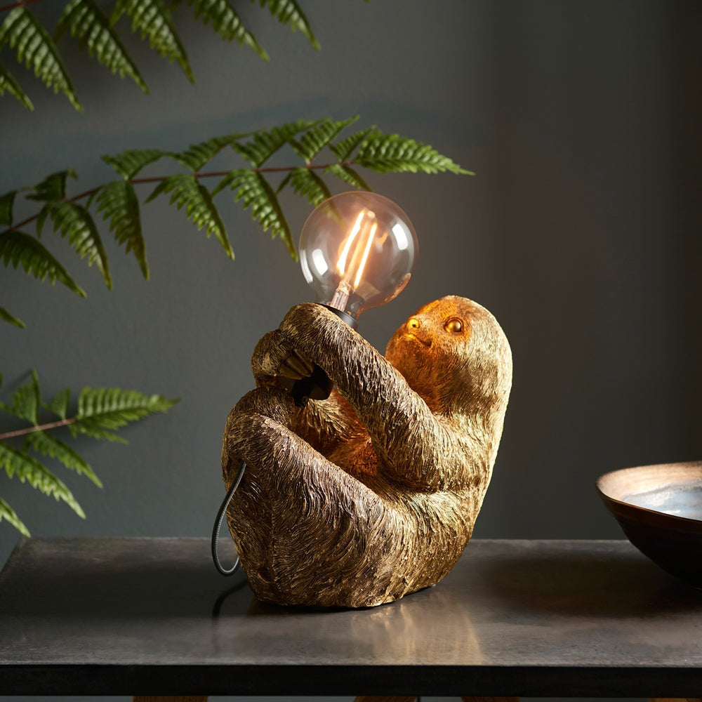 Product photograph of Olivia S Henley Sloth Table Lamp In Gold from Olivia's.