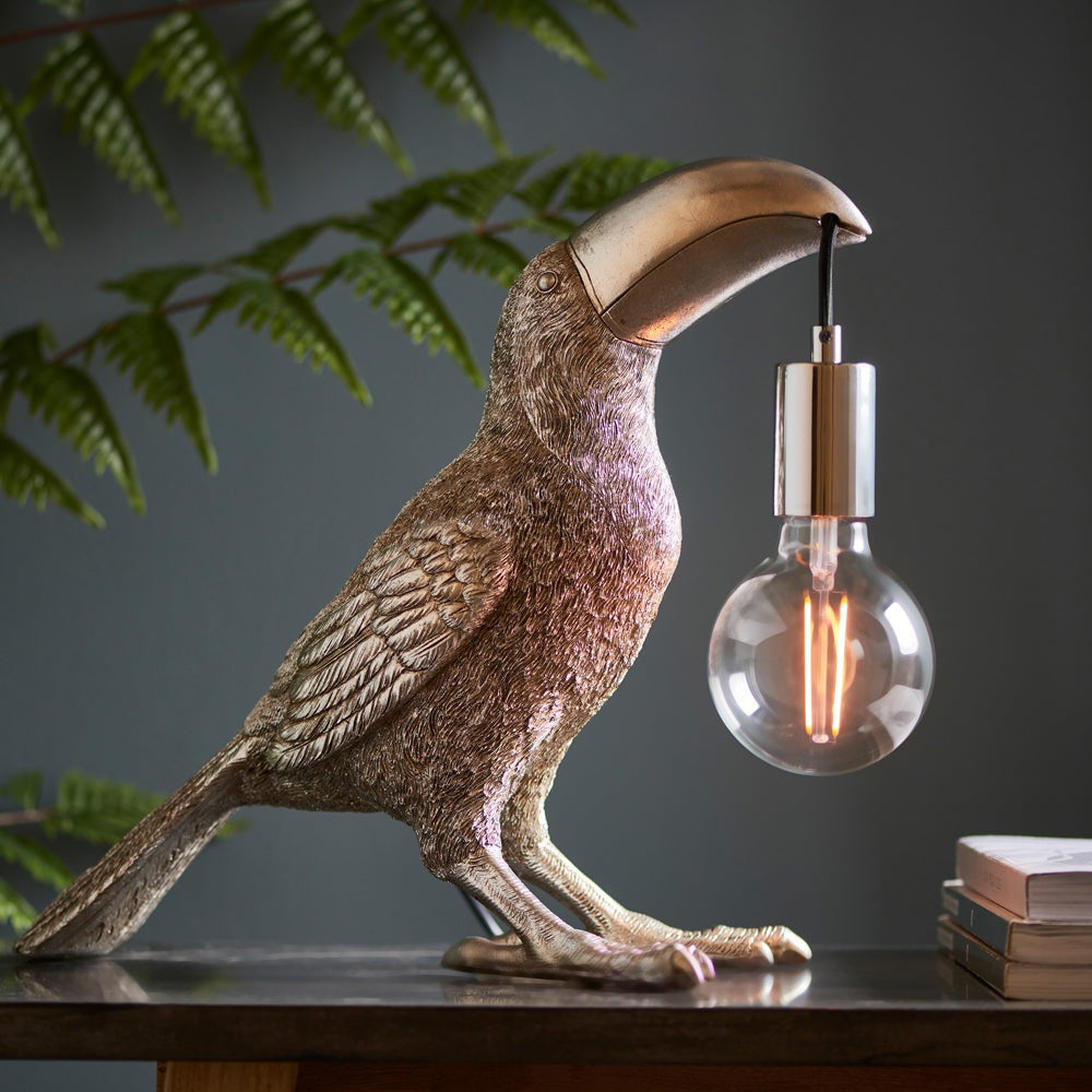 Product photograph of Olivia S Henley Toucan Table Lamp In Silver from Olivia's.