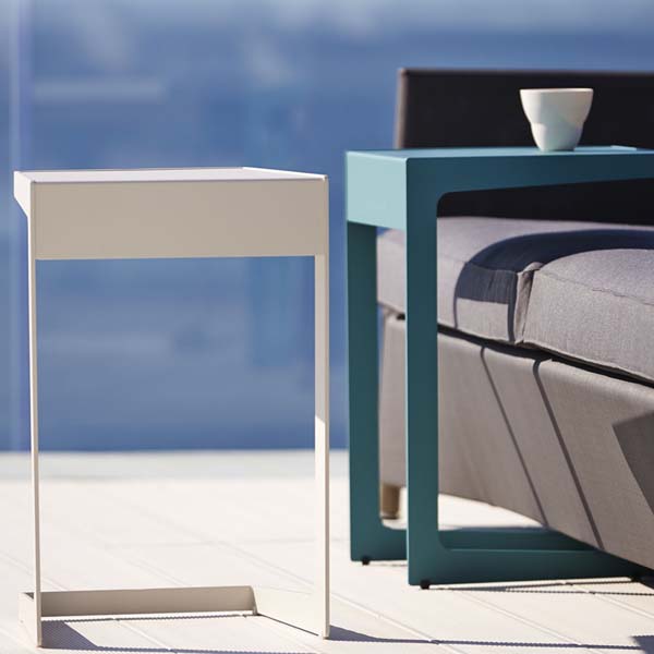 Product photograph of Cane-line Time-out Outdoor Side Table Aluminium Aqua from Olivia's.