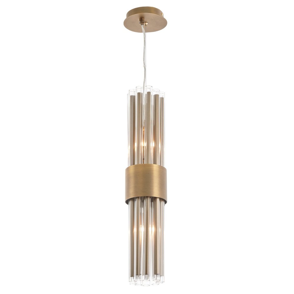 Rv Astley Colmar Pendant Light Antique Brass And Clear Glass