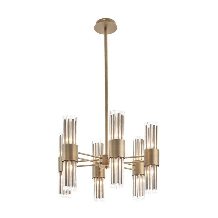 Product photograph of Rv Astley Colmar 6 Arm Chandelier Antique Brass And Clear Glass from Olivia's
