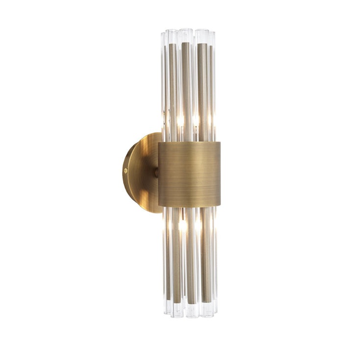 Product photograph of Rv Astley Colmar Wall Light Antique Brass And Clear Glass from Olivia's