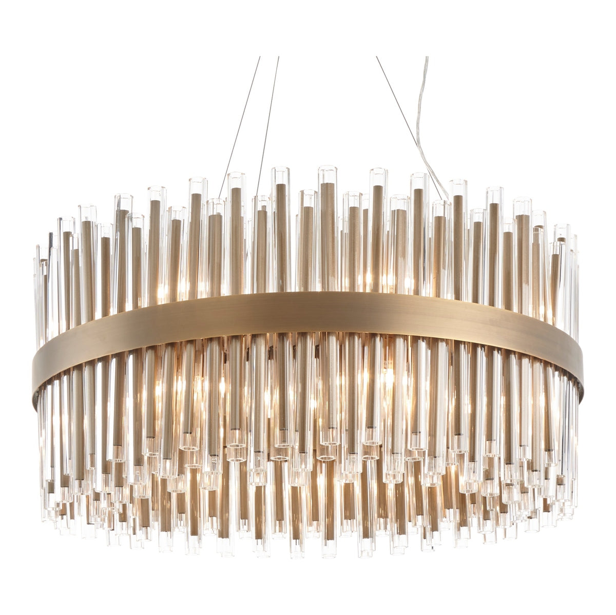 Product photograph of Astley Colmar Round Chandelier Antique Brass And Clear Glass Outlet from Olivia's