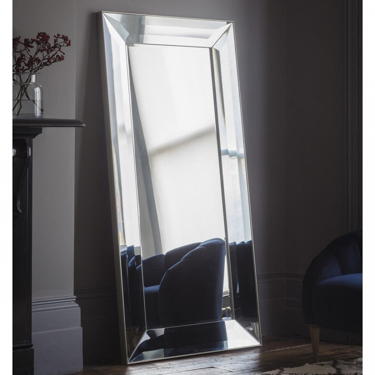 Product photograph of Gallery Interiors Ferrara Leaner Mirror In Silver from Olivia's.