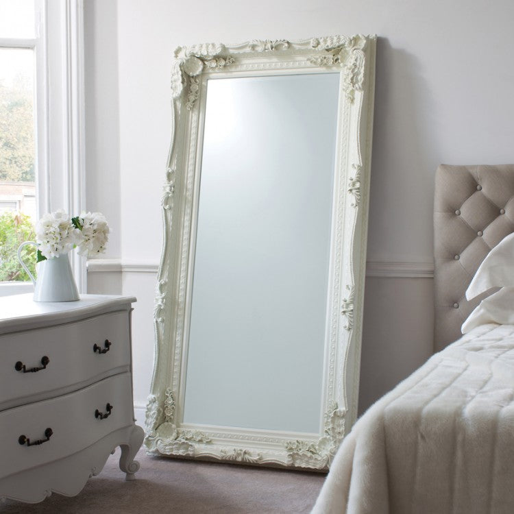 Product photograph of Gallery Interiors Carved Louis Leaner Mirror In Cream from Olivia's.