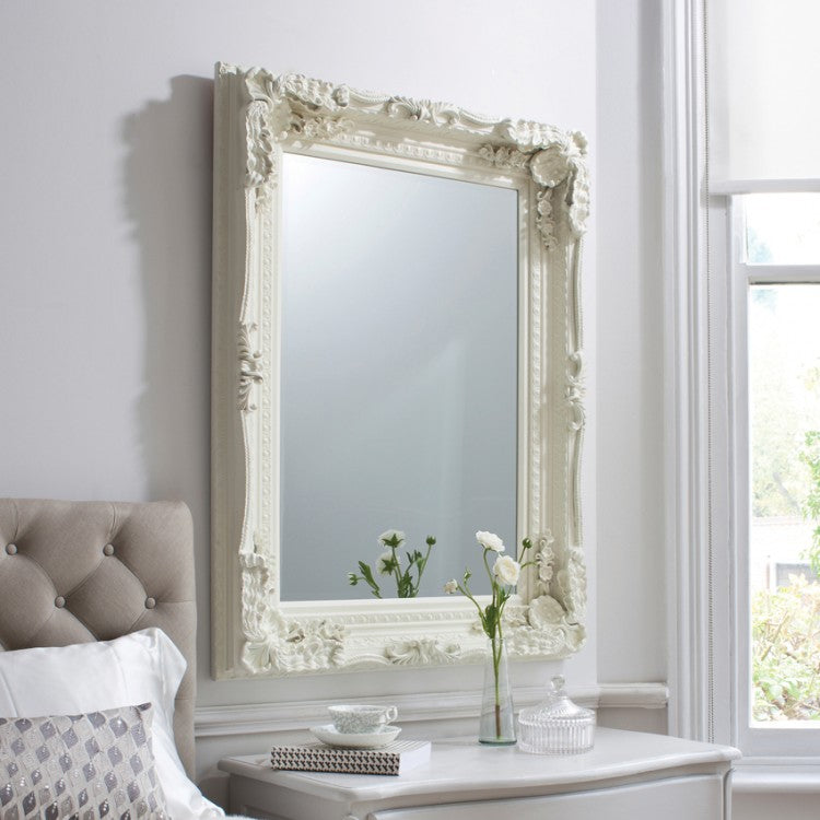 Product photograph of Gallery Interiors Carved Louis Mirror Cream from Olivia's