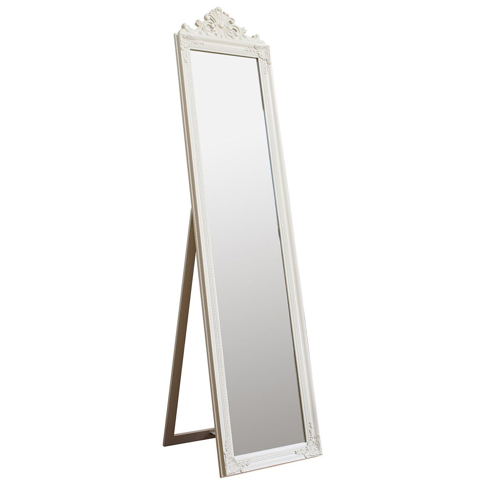 Product photograph of Gallery Interiors Lambeth Wood Cheval Mirror White from Olivia's.