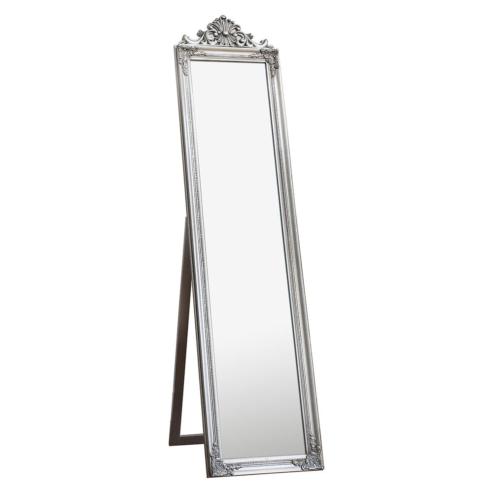 Product photograph of Gallery Interiors Lambeth Wood Cheval Mirror Silver from Olivia's