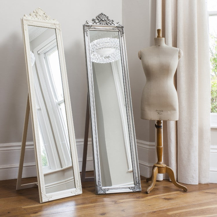 Product photograph of Gallery Interiors Lambeth Wood Cheval Mirror Silver from Olivia's