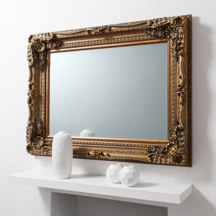 Product photograph of Gallery Interiors Carved Louis Mirror Gold from Olivia's