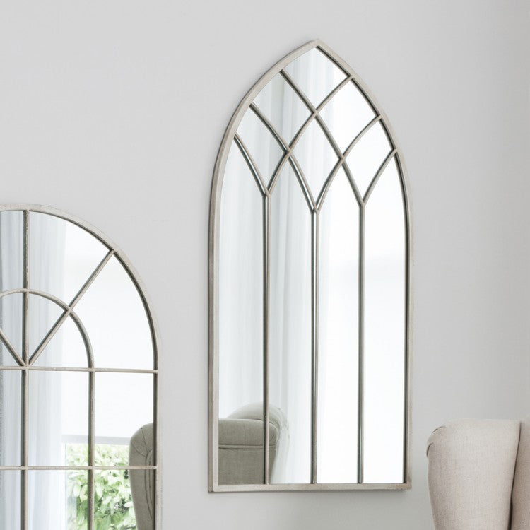 Product photograph of Gallery Interiors Roebuck Arched Window Pane Cream Mirror from Olivia's