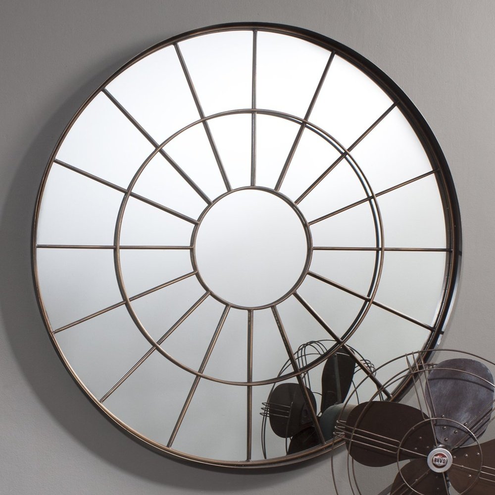 Product photograph of Gallery Interiors Battersea Industrial Round Window Pane Mirror from Olivia's