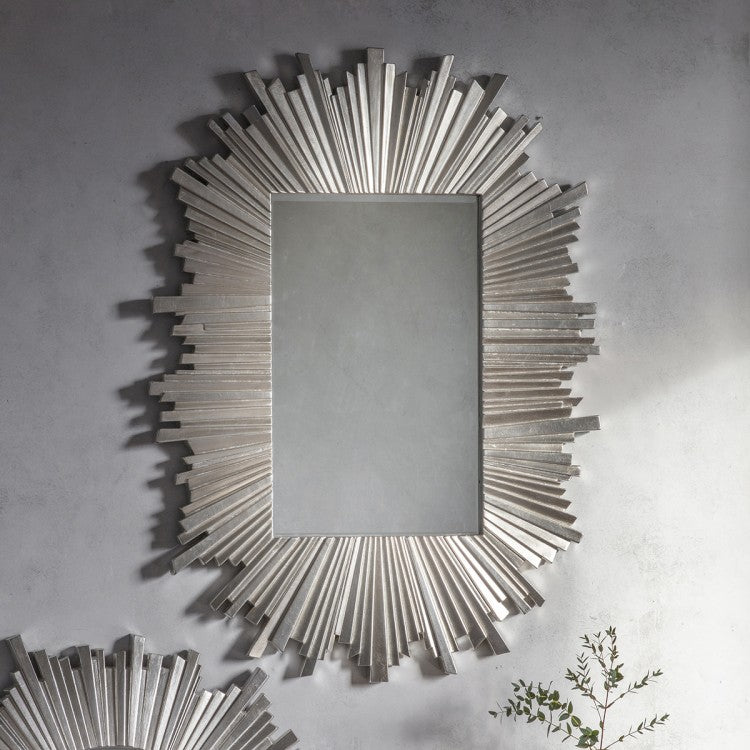Product photograph of Gallery Interiors Rectangle Herzfeld Mirror Silver Rectangle from Olivia's