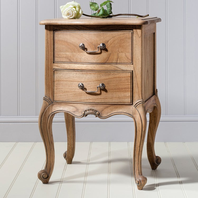 Product photograph of Gallery Interiors Chic Bedside Table In Weathered Wood from Olivia's