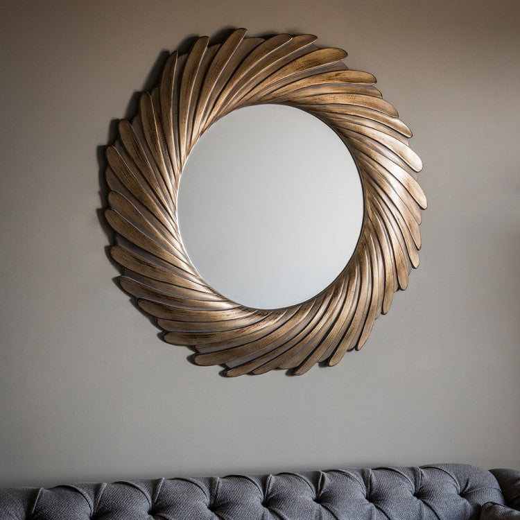 Product photograph of Gallery Interiors Lowry Mirror Gold Verdigree from Olivia's