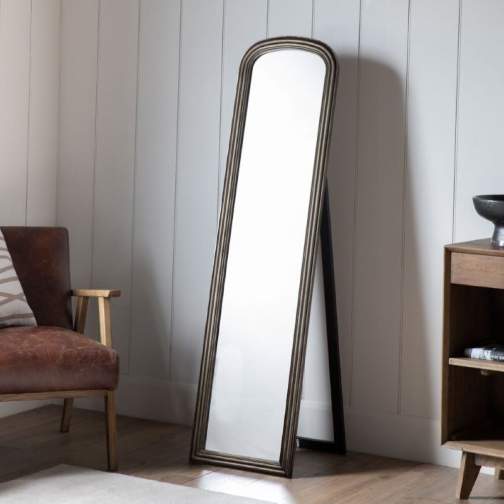 Product photograph of Gallery Interiors Beck Cheval Brushed Brass Mirror from Olivia's.