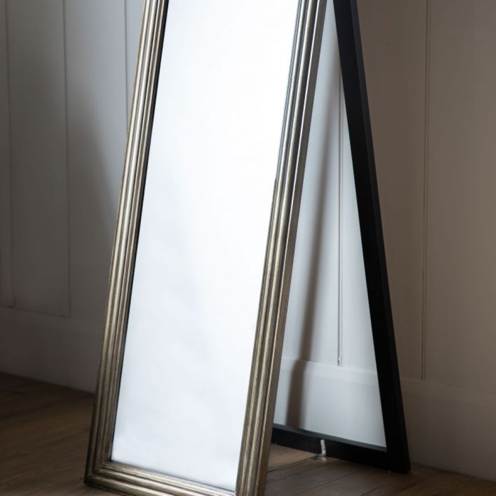 Product photograph of Gallery Interiors Beck Cheval Brushed Brass Mirror from Olivia's.