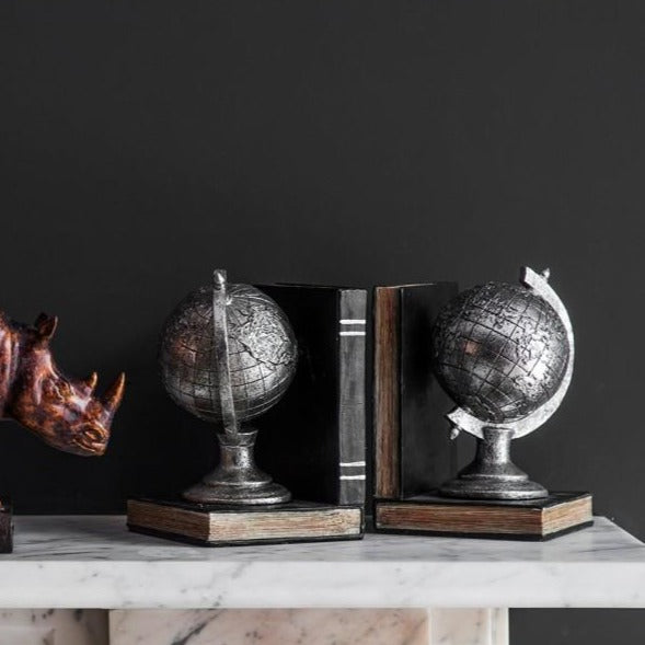 Product photograph of Gallery Interiors Atlas Pair Of Globe Bookends from Olivia's