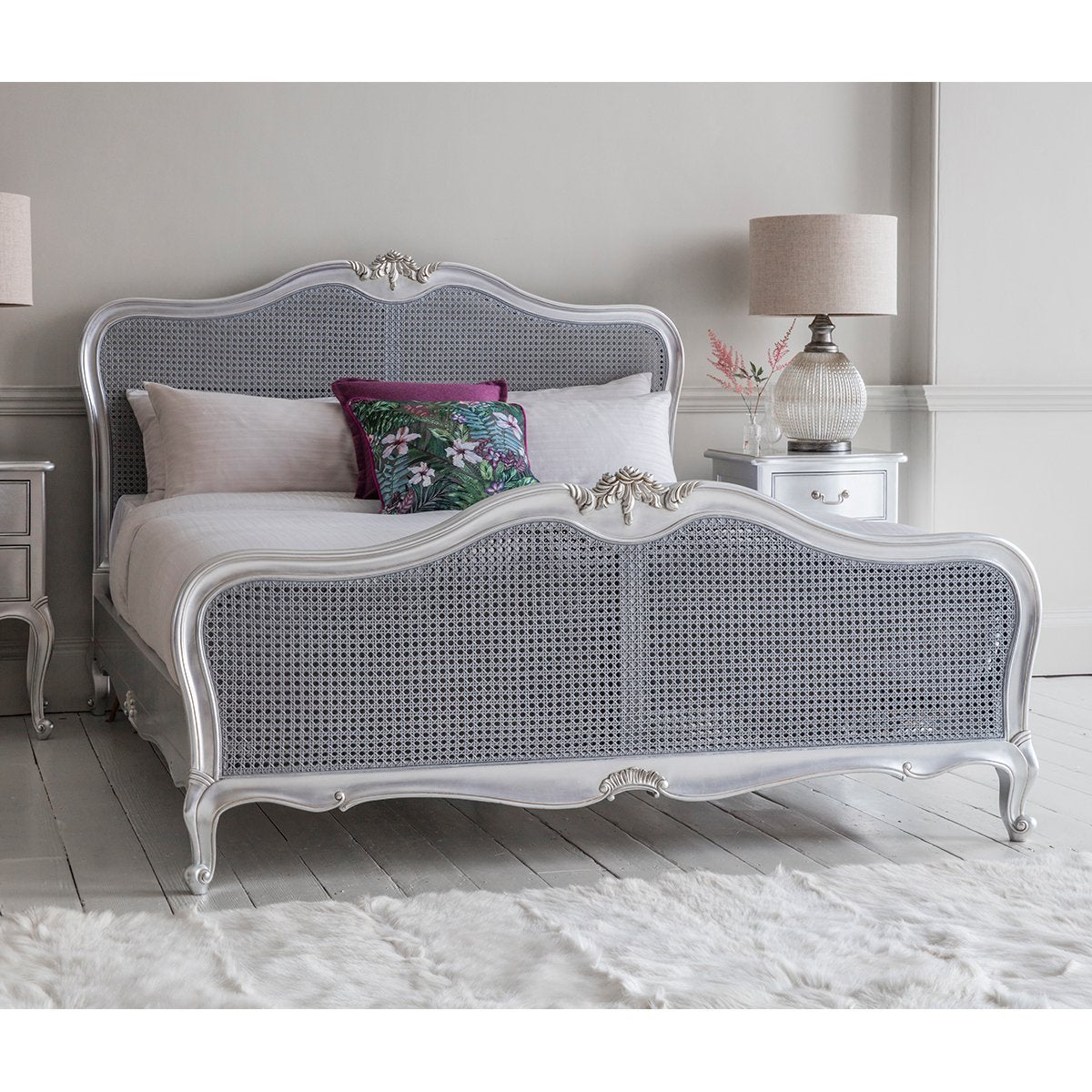Gallery Direct Chic Cane King Size Bed In Silver