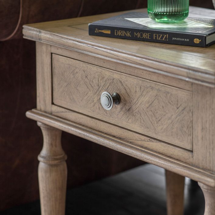 Product photograph of Gallery Interiors Mustique 1 Drawer Side Table from Olivia's.