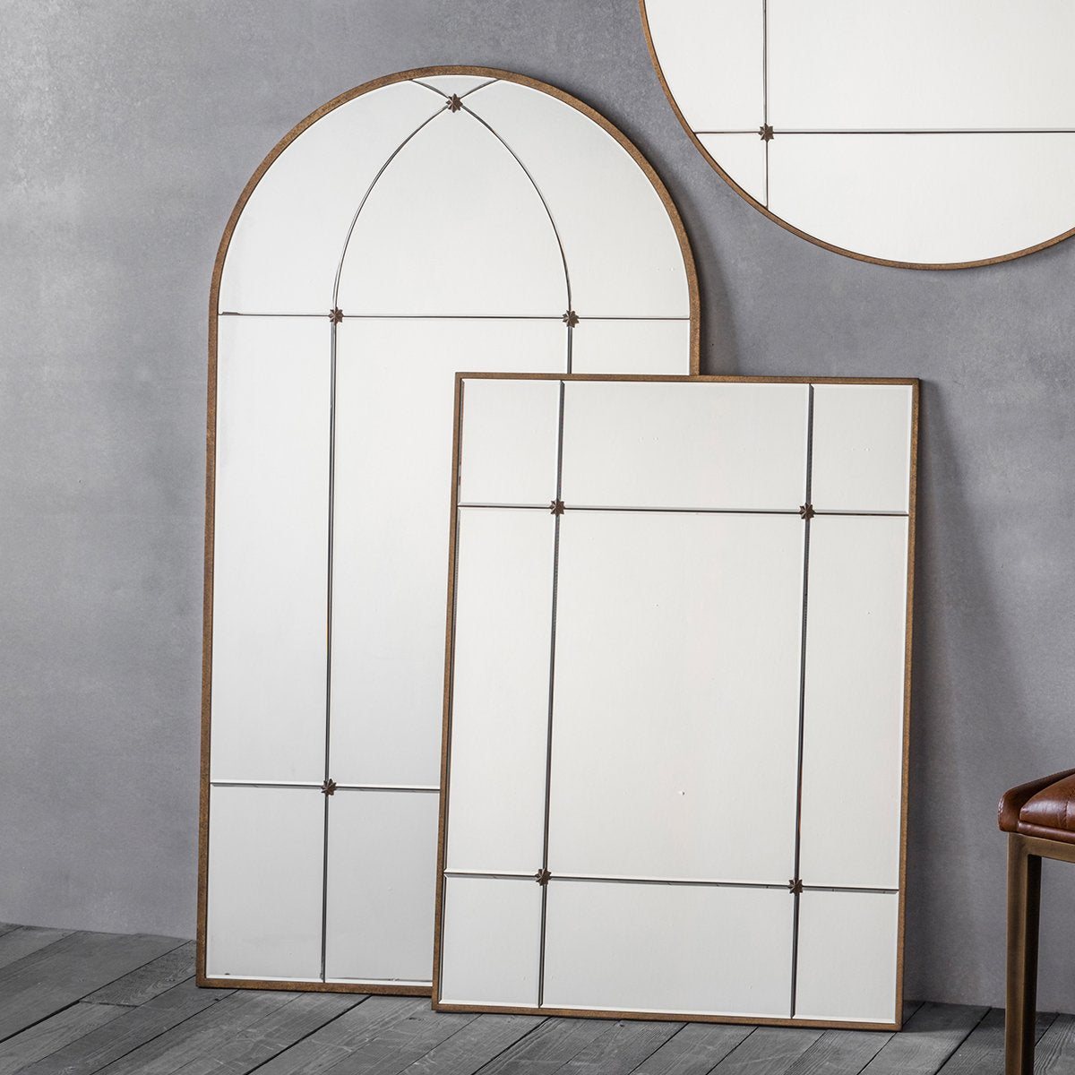 Product photograph of Gallery Interiors Ariah Arch Window Pane Mirror from Olivia's