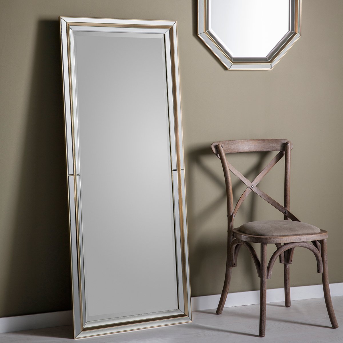 Product photograph of Gallery Interiors Vogue Floor Length Mirror In Chrome from Olivia's.