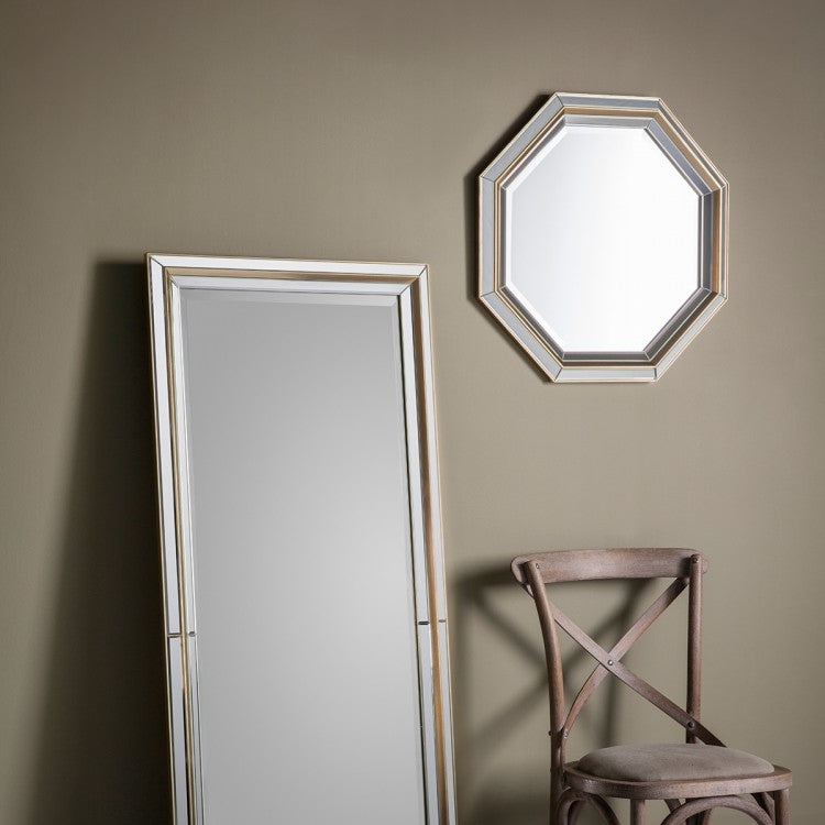 Product photograph of Gallery Interiors Vogue Mirror Brown And Silver Octagon from Olivia's