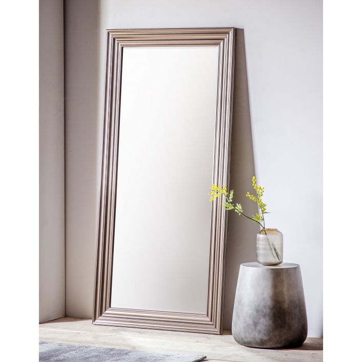 Product photograph of Gallery Interiors Erskine Leaner Pewter Mirror Outlet from Olivia's